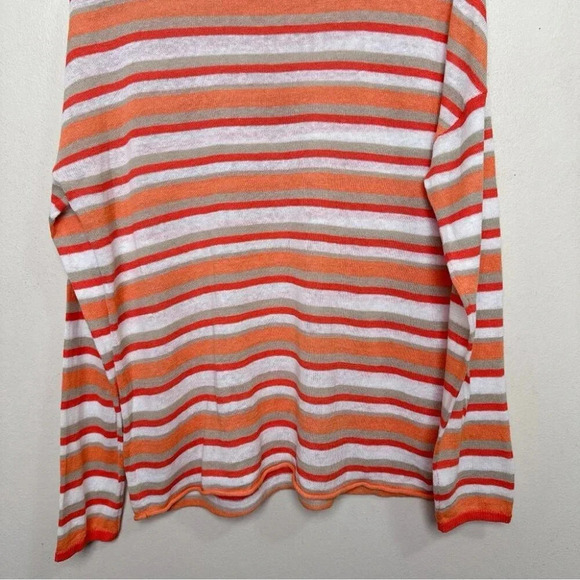 Tommy Bahama Womens Medium Linen Orange Stripe Long Sleeve Top - Picture 11 of 12
